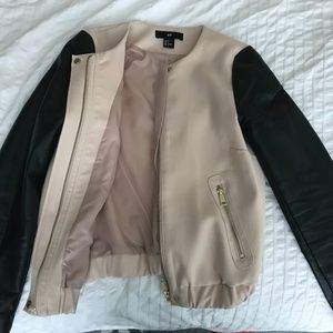 H&M Colorblock Scuba/PU Leather Bomber Jacket